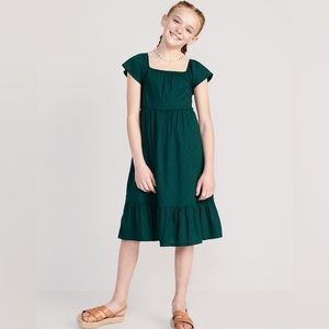 NEW w/ TAG Flutter-Sleeve Clip-Dot Fit & Flare Midi Dress for Girls L (10/12)